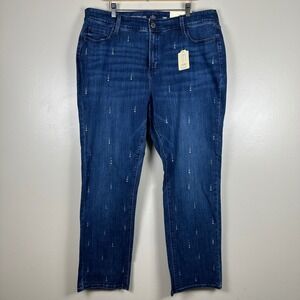 St. John's Bay Women's 16W Straight‎ Leg Jeans Dark Blue Rhinestone NEW